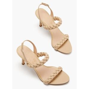 Kate Spade l 7.5 Saffron Chunky Braided Leather Strap Round Toe Stiletto Sandals